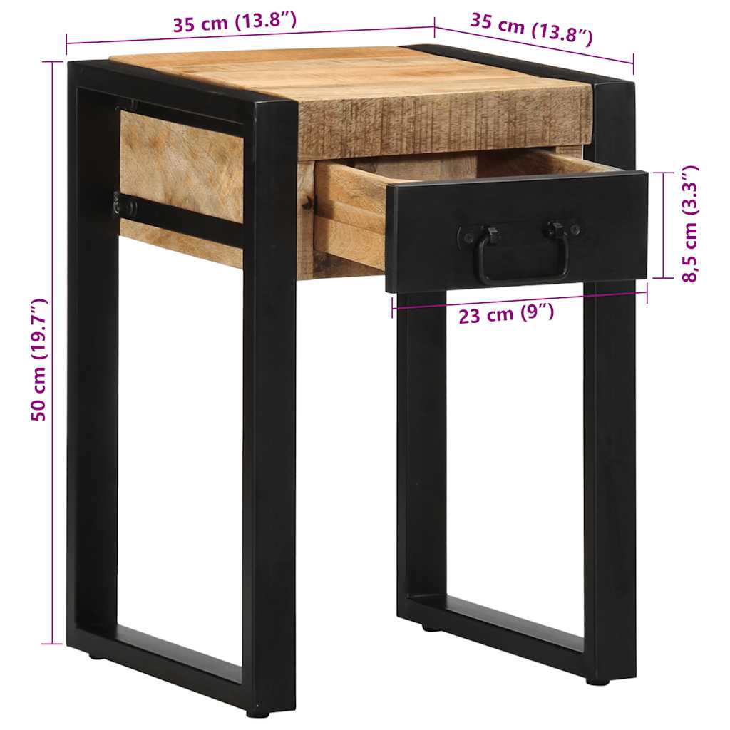 Bijzettafel 35x35x50 cm massief ruw mangohout is nu te koop bij PeponiXL, paradijselijk wonen!