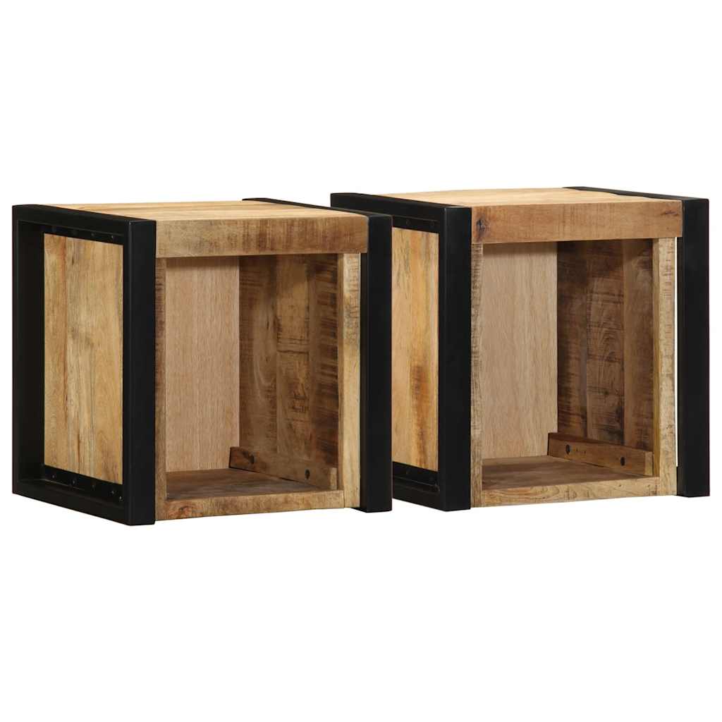 Nachtkastjes 2 st 40x35x40 cm massief ruw hout mango is nu te koop bij PeponiXL, paradijselijk wonen!