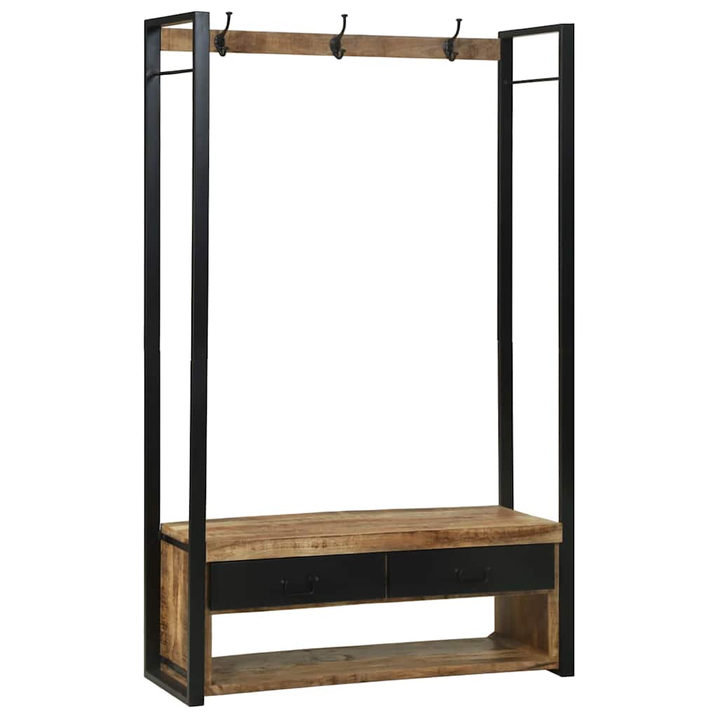 Kledingrek met lade Bruin 110 x 40 x 179 cm Massief mangohout is nu te koop bij PeponiXL, paradijselijk wonen!