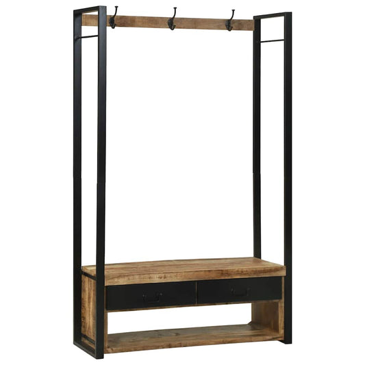 Kledingrek met lade Bruin 110 x 40 x 179 cm Massief mangohout is nu te koop bij PeponiXL, paradijselijk wonen!