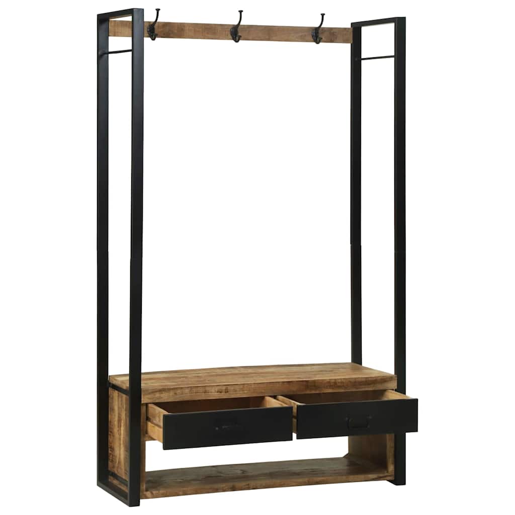 Kledingrek met lade Bruin 110 x 40 x 179 cm Massief mangohout is nu te koop bij PeponiXL, paradijselijk wonen!