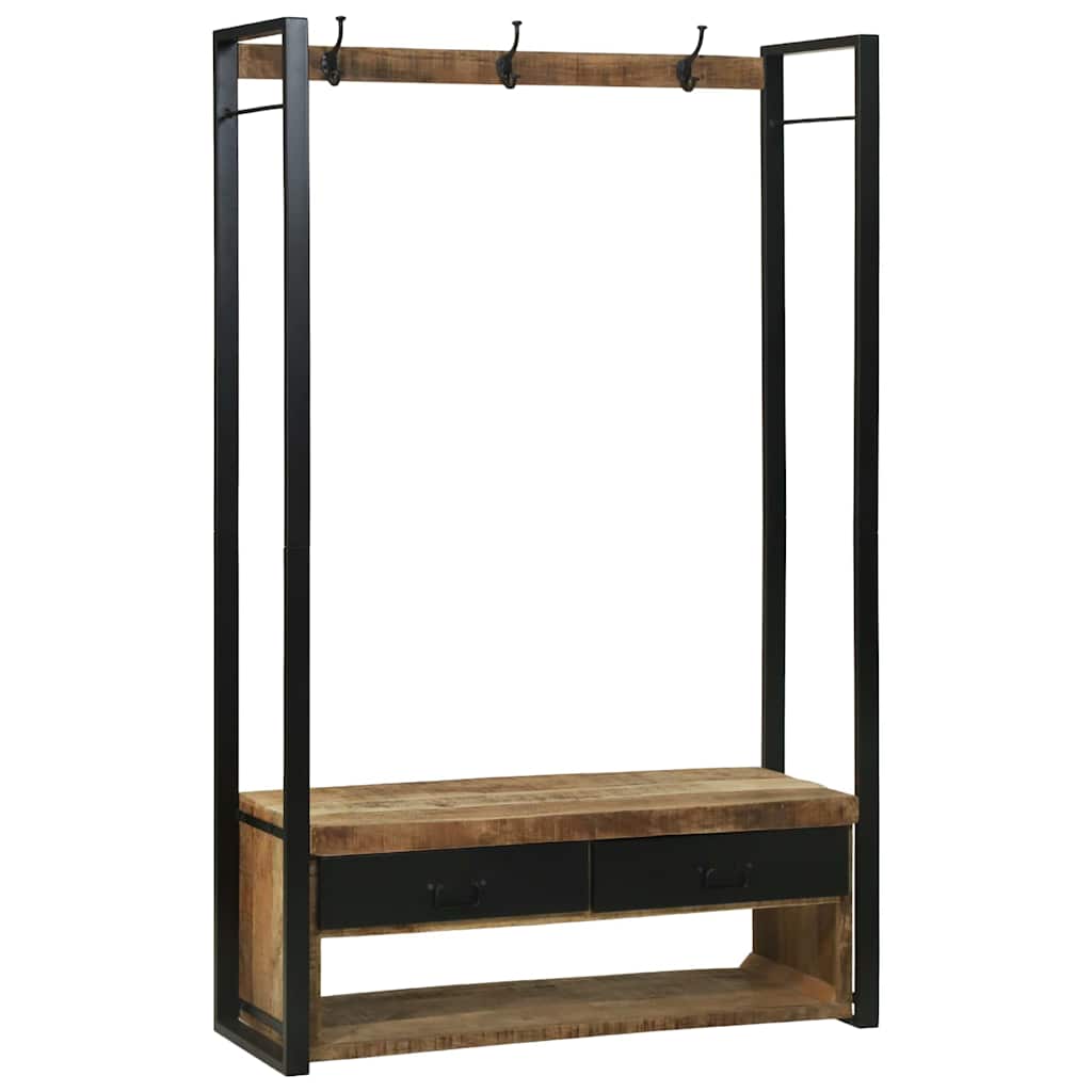 Kledingrek met lade Bruin 110 x 40 x 179 cm Massief mangohout is nu te koop bij PeponiXL, paradijselijk wonen!