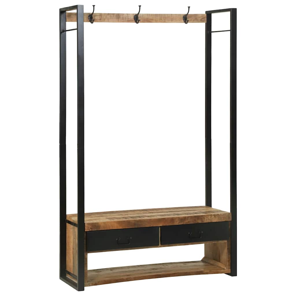 Kledingrek met lade Bruin 110 x 40 x 179 cm Massief mangohout is nu te koop bij PeponiXL, paradijselijk wonen!