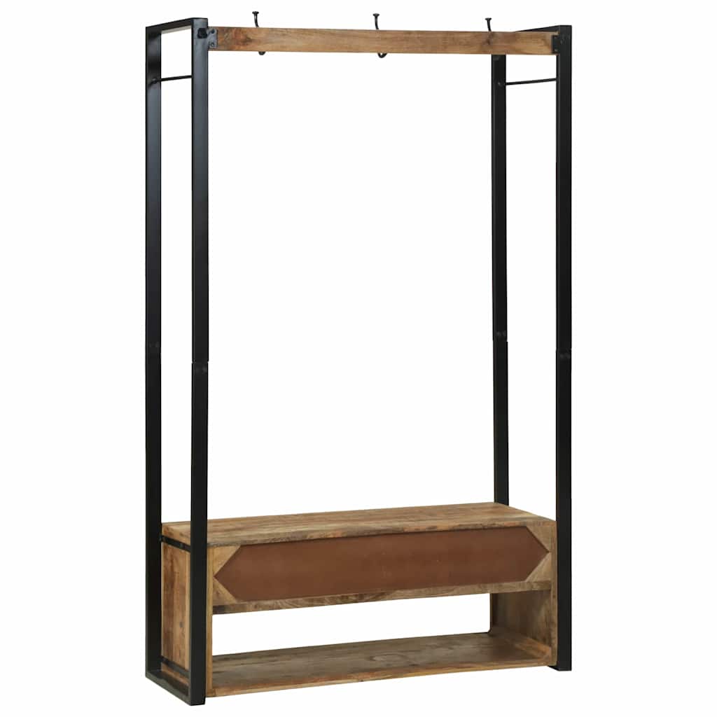 Kledingrek met lade Bruin 110 x 40 x 179 cm Massief mangohout is nu te koop bij PeponiXL, paradijselijk wonen!