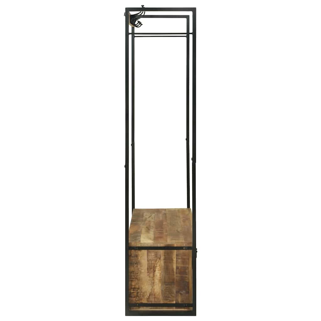 Kledingrek met lade Bruin 110 x 40 x 179 cm Massief mangohout is nu te koop bij PeponiXL, paradijselijk wonen!