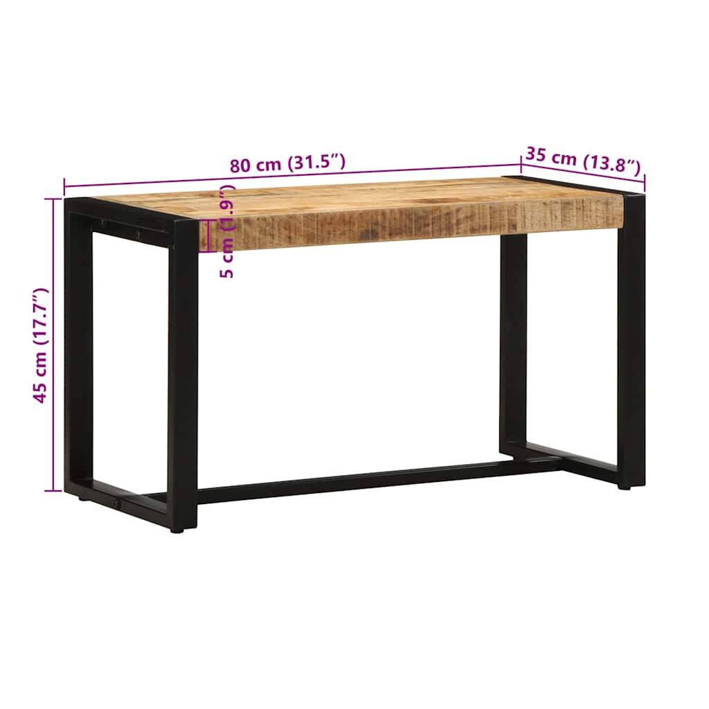 Bank 80x35x45 cm massief ruw hout mango is nu te koop bij PeponiXL, paradijselijk wonen!