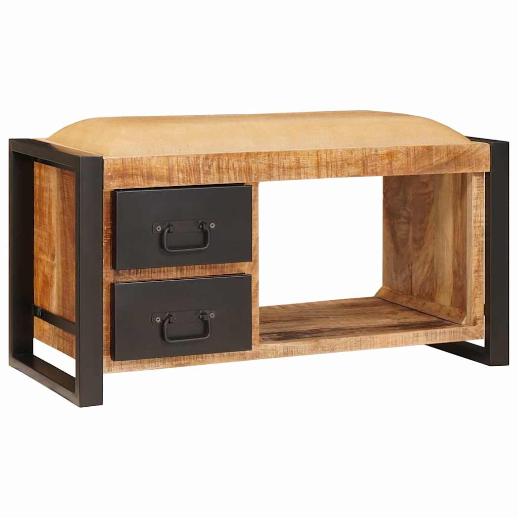 Opslagbank met lade Bruin 80 x 35 x 40 cm Massief mangohout is nu te koop bij PeponiXL, paradijselijk wonen!