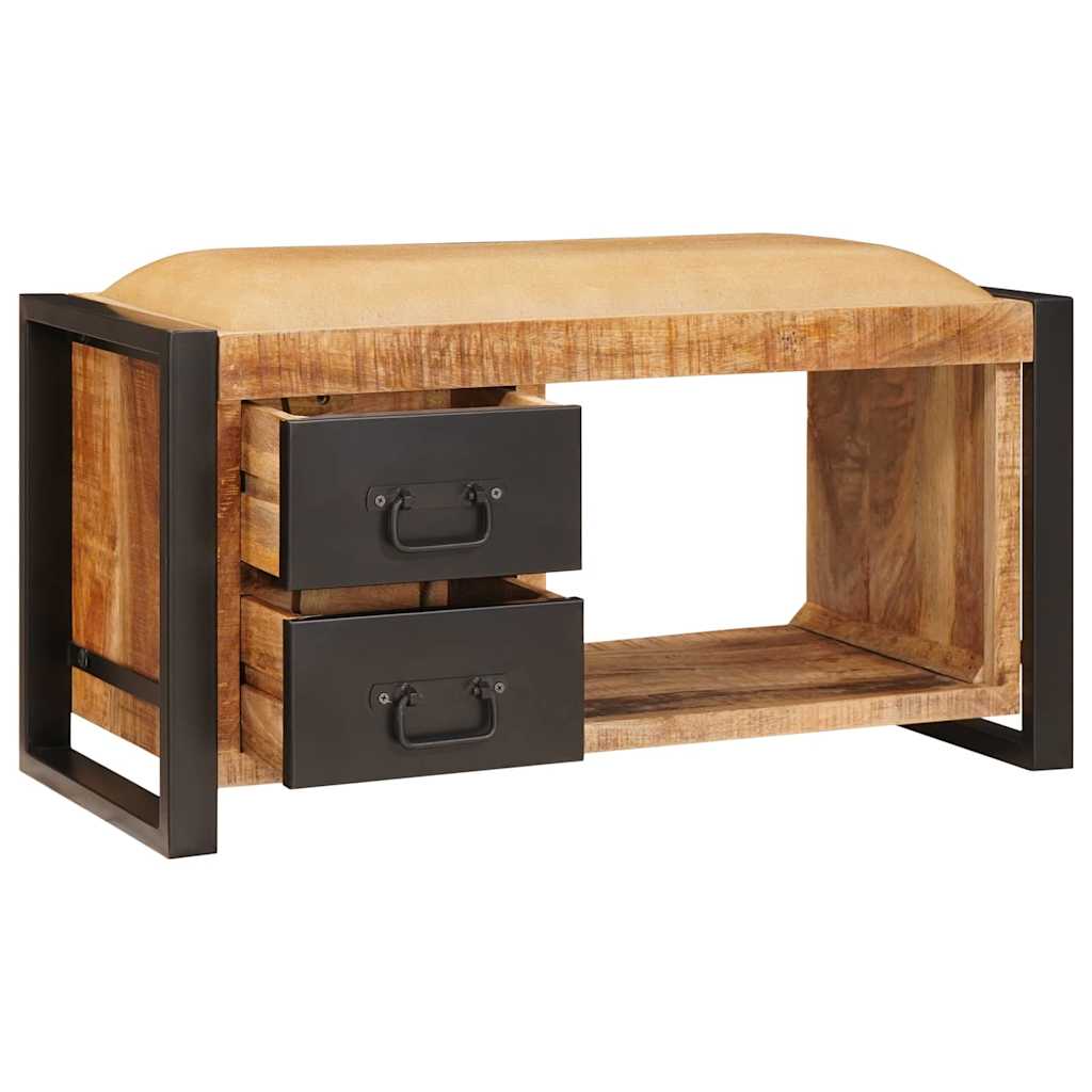 Opslagbank met lade Bruin 80 x 35 x 40 cm Massief mangohout is nu te koop bij PeponiXL, paradijselijk wonen!