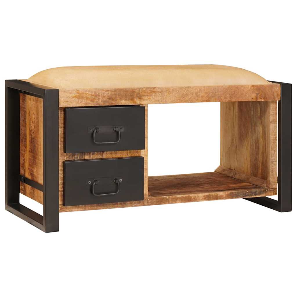 Opslagbank met lade Bruin 80 x 35 x 40 cm Massief mangohout is nu te koop bij PeponiXL, paradijselijk wonen!