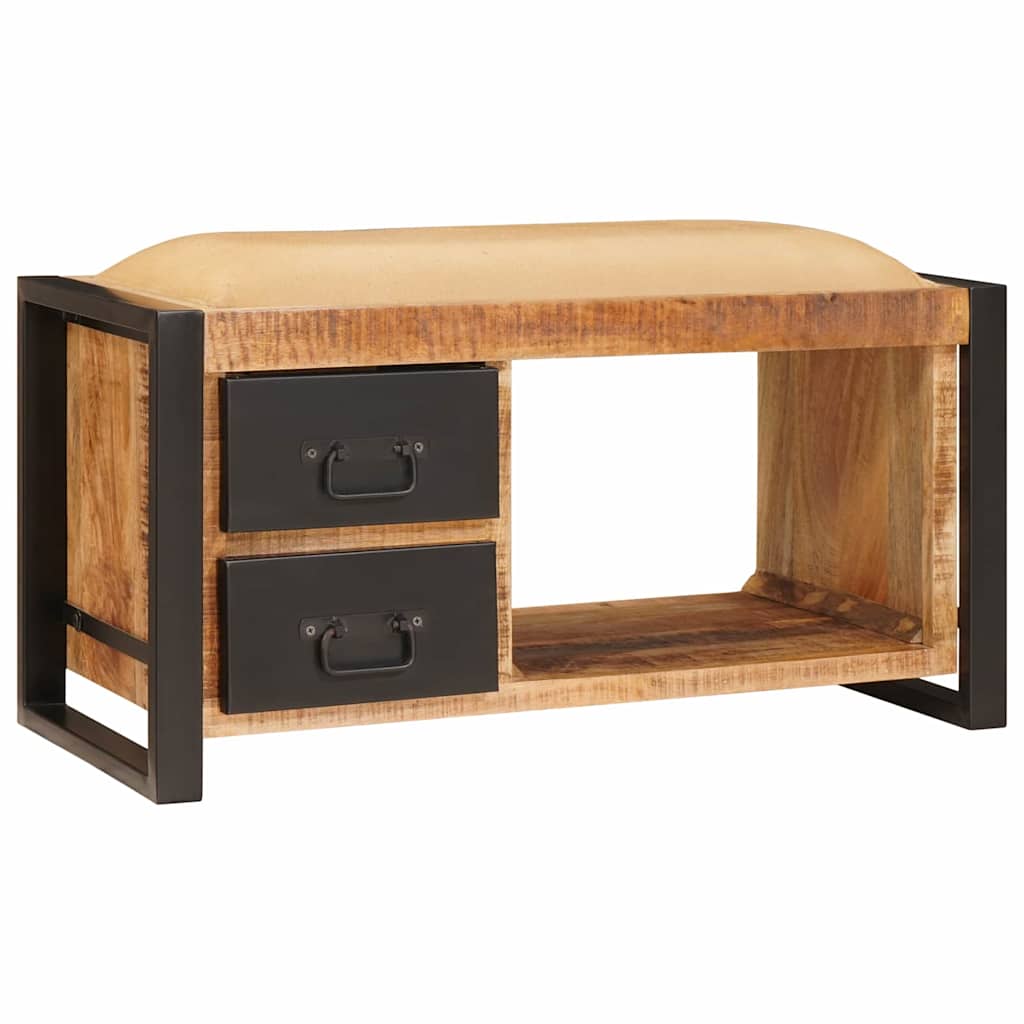 Opslagbank met lade Bruin 80 x 35 x 40 cm Massief mangohout is nu te koop bij PeponiXL, paradijselijk wonen!