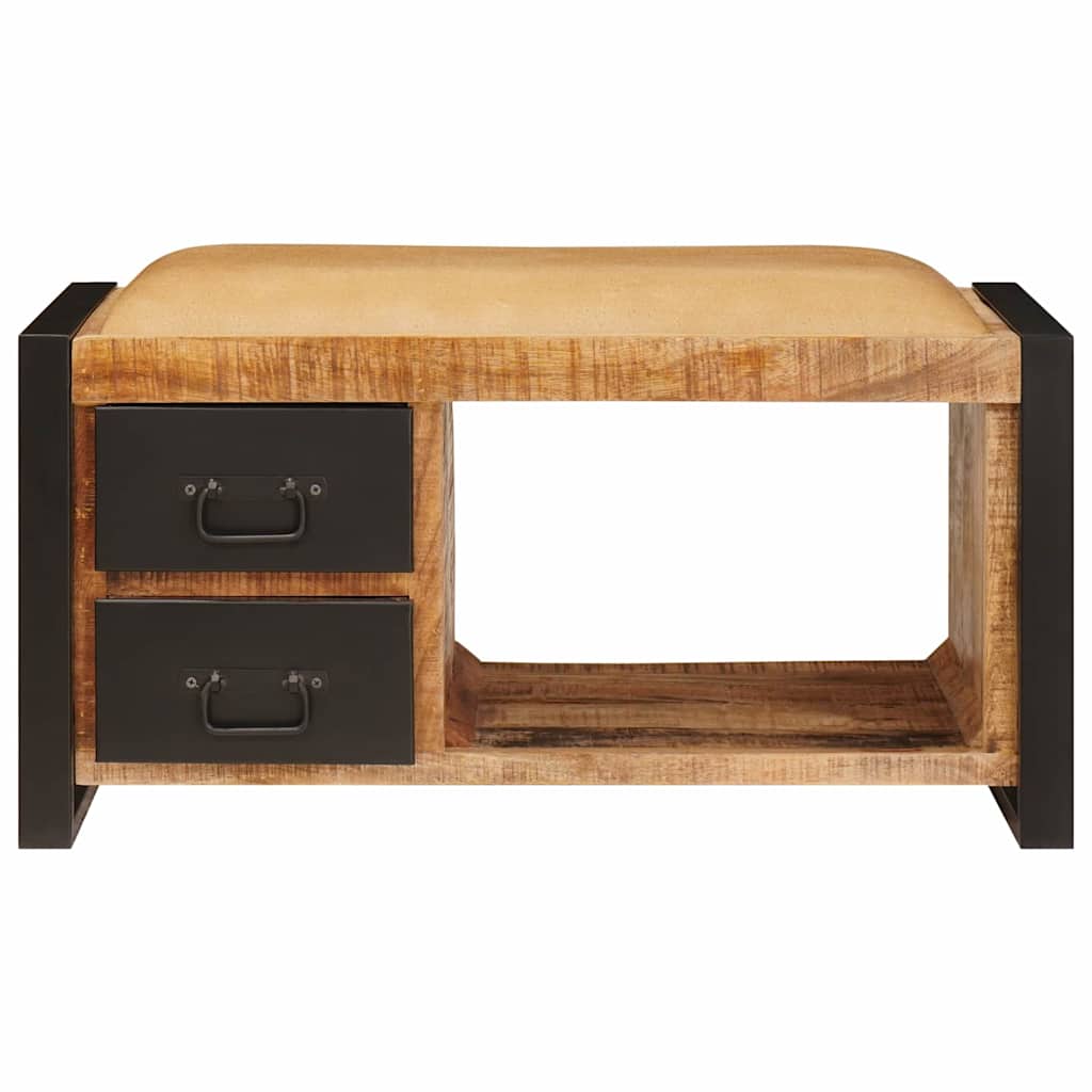 Opslagbank met lade Bruin 80 x 35 x 40 cm Massief mangohout is nu te koop bij PeponiXL, paradijselijk wonen!
