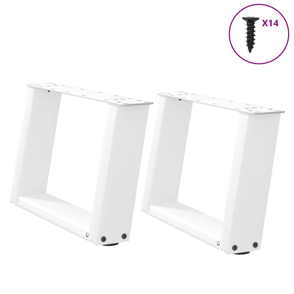 Salontafelpoten 2 st U-vormig 40x(30-31) cm staal wit is nu te koop bij PeponiXL, paradijselijk wonen!