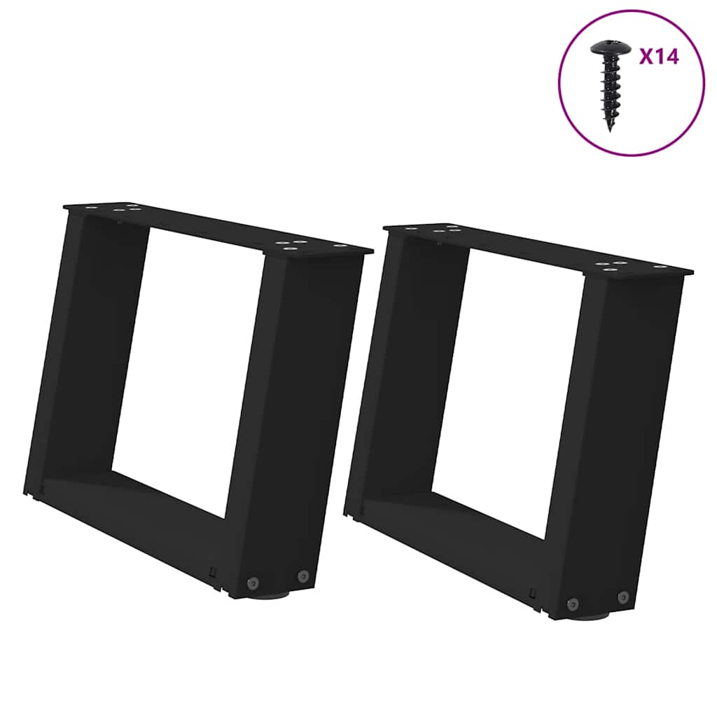 Salontafelpoten 2 st U-vormig 50x(30-31) cm staal zwart is nu te koop bij PeponiXL, paradijselijk wonen!