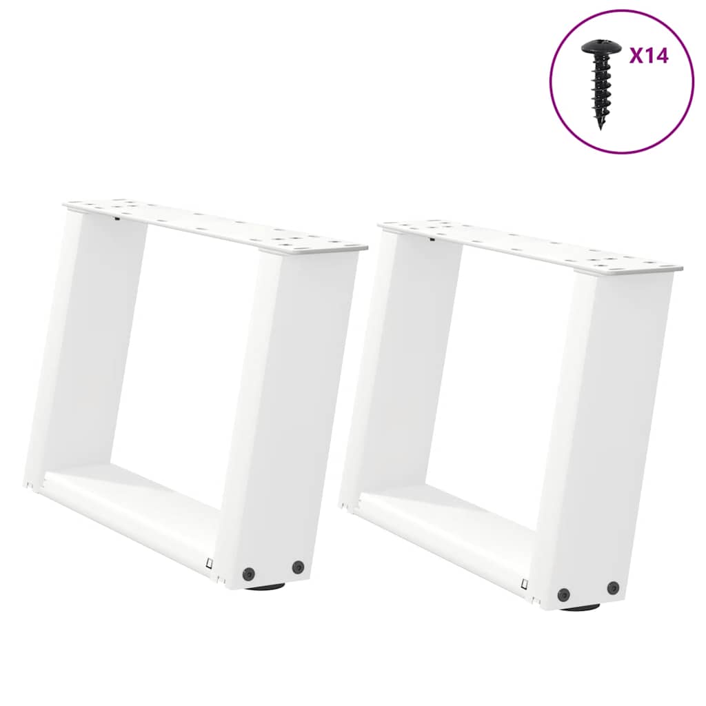 Salontafelpoten 2 st U-vormig 50x(30-31) cm staal wit is nu te koop bij PeponiXL, paradijselijk wonen!
