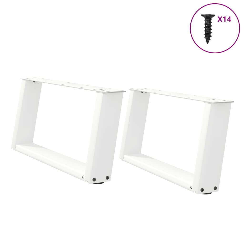 Salontafelpoten 2 st U-vormig 60x(30-31) cm staal wit is nu te koop bij PeponiXL, paradijselijk wonen!