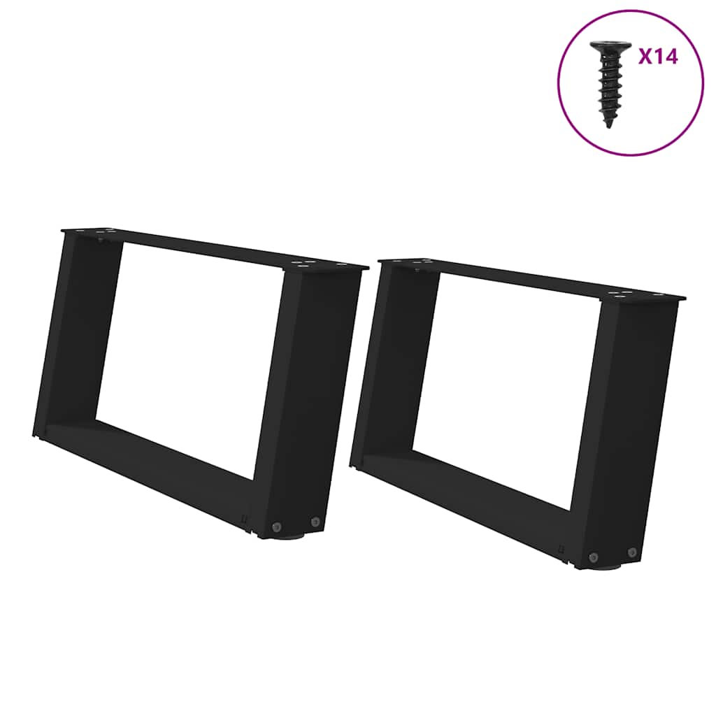 Salontafelpoten 2 st U-vormig 70x(30-31) cm staal zwart is nu te koop bij PeponiXL, paradijselijk wonen!