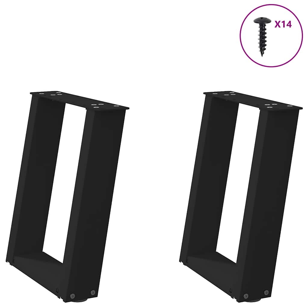 Salontafelpoten 2 st U-vormig 38x(42-43) cm staal zwart is nu te koop bij PeponiXL, paradijselijk wonen!