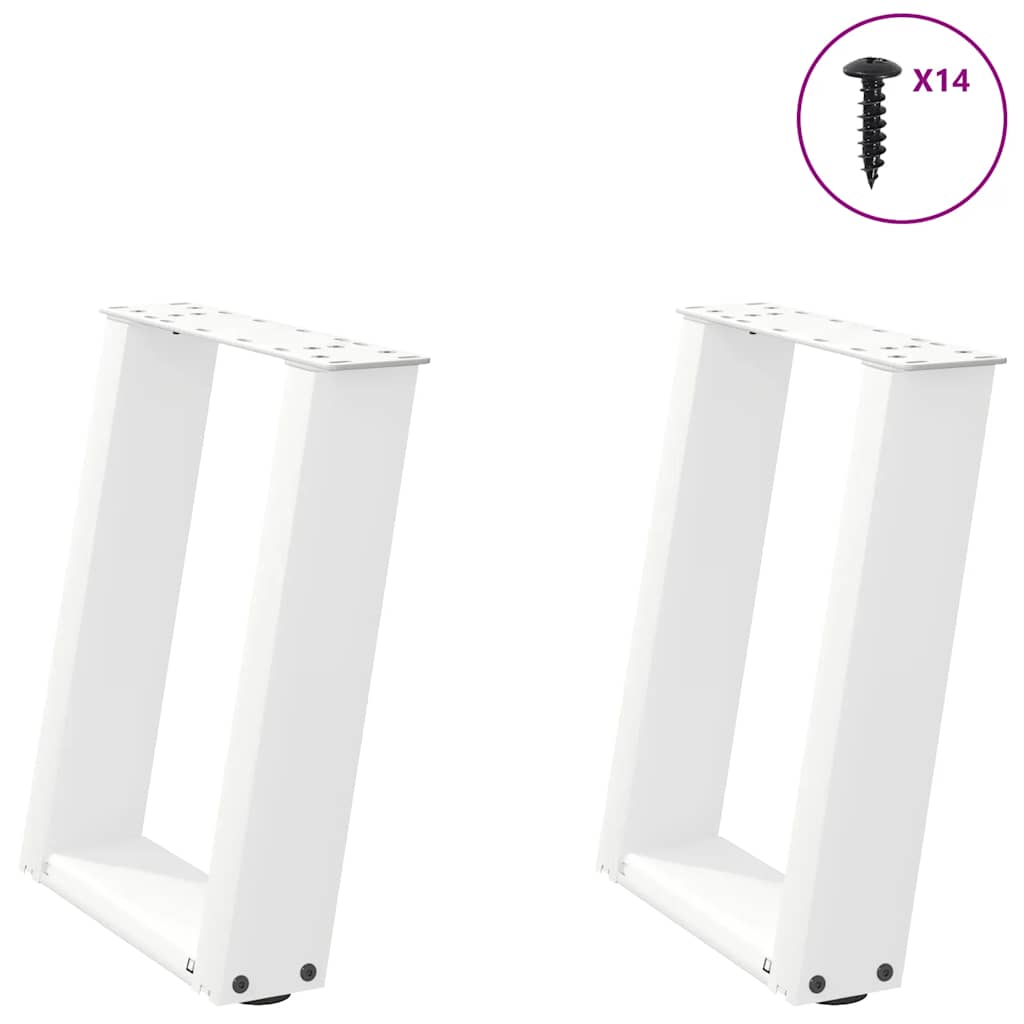 Salontafelpoten 2 st U-vormig 38x(42-43) cm staal wit is nu te koop bij PeponiXL, paradijselijk wonen!