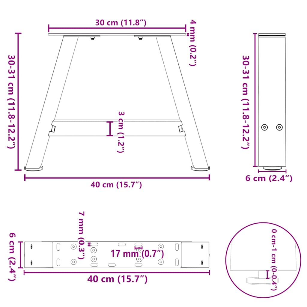 Salontafelpoten 2 st A-vormig 40x(30-31) cm staal is nu te koop bij PeponiXL, paradijselijk wonen!