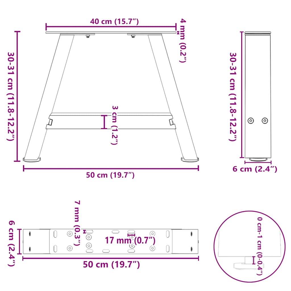 Salontafelpoten 2 st A-vormig 50x(30-31) cm staal antraciet is nu te koop bij PeponiXL, paradijselijk wonen!