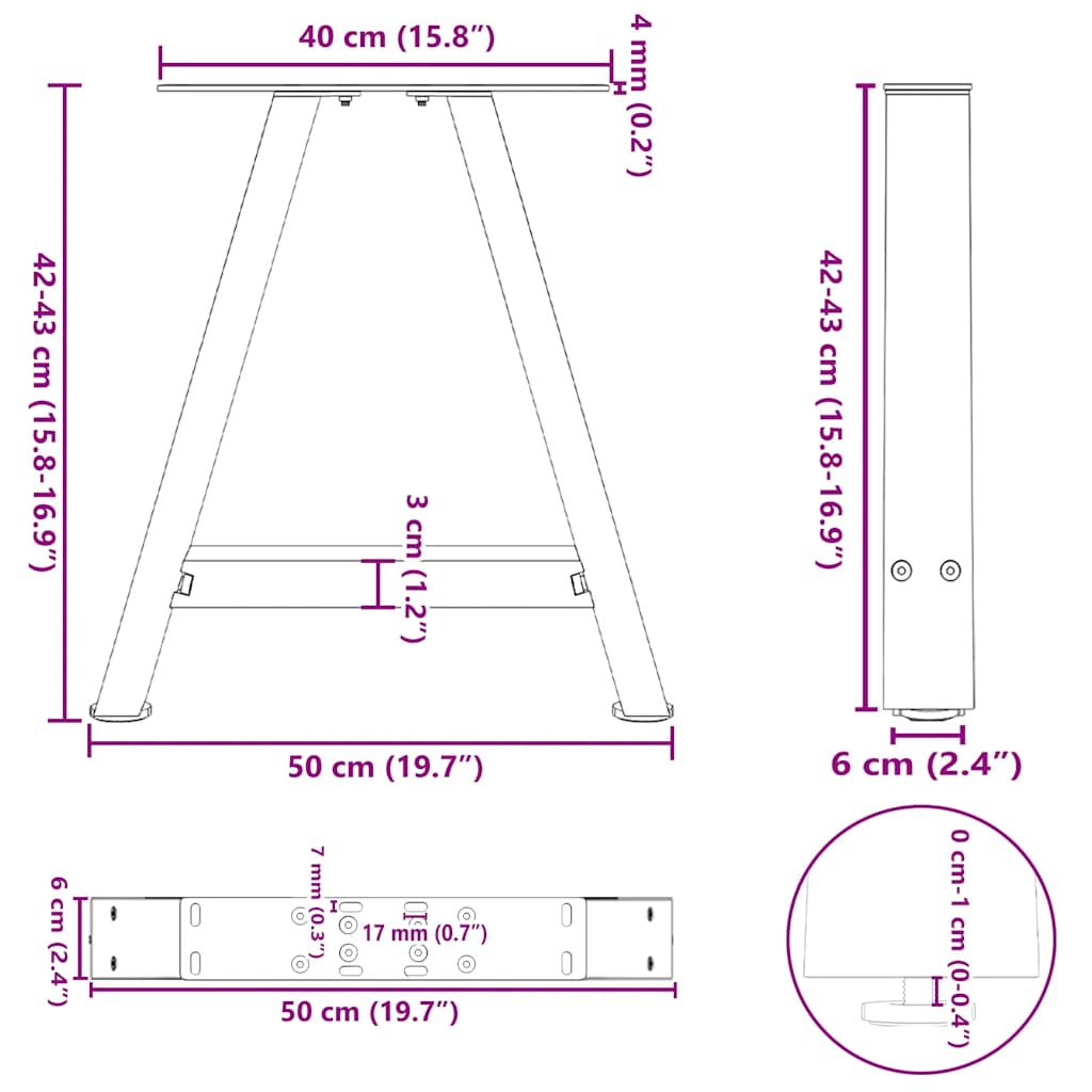 Salontafelpoten 2 st A-vormig 50x(42-43) cm staal wit is nu te koop bij PeponiXL, paradijselijk wonen!
