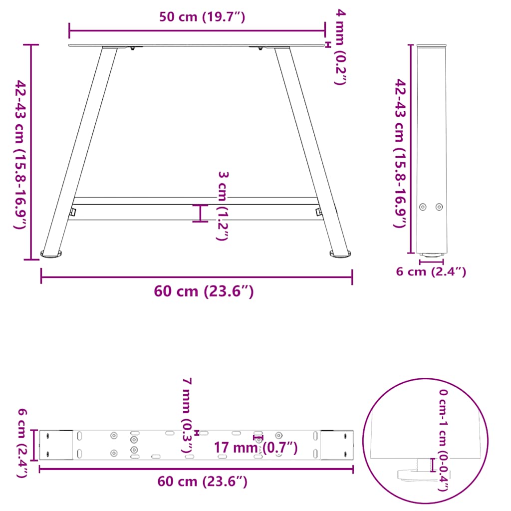 Salontafelpoten 2 st A-vormig 60x(42-43) cm staal antraciet is nu te koop bij PeponiXL, paradijselijk wonen!