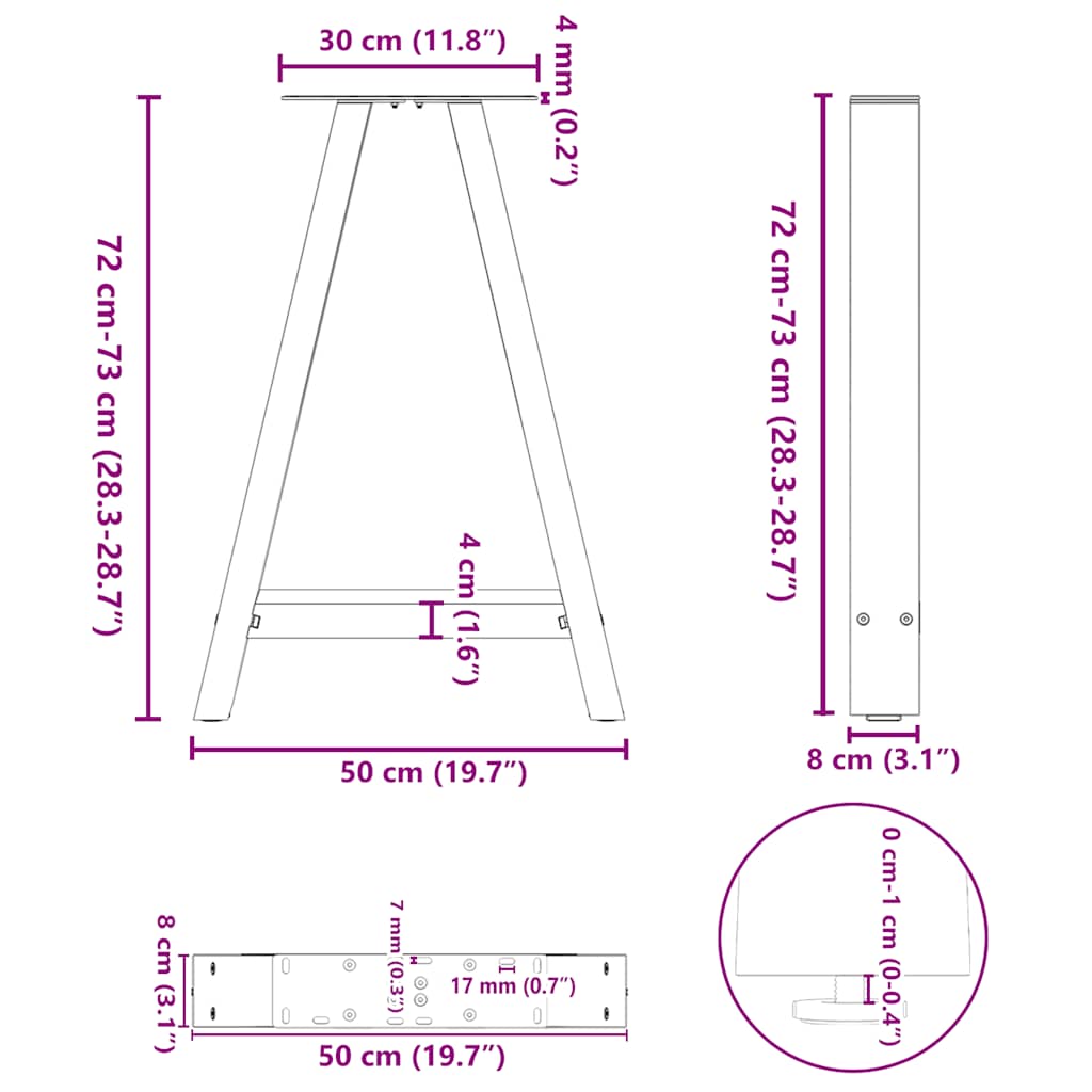 Eettafelpoten 2 st A-vormig 50x(72-73) cm staal antraciet is nu te koop bij PeponiXL, paradijselijk wonen!