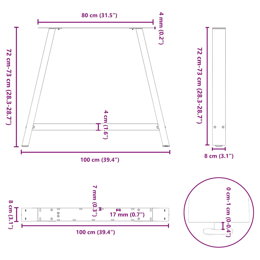 Eettafelpoten 2 st A-vormig 100x(72-73) cm staal wit is nu te koop bij PeponiXL, paradijselijk wonen!