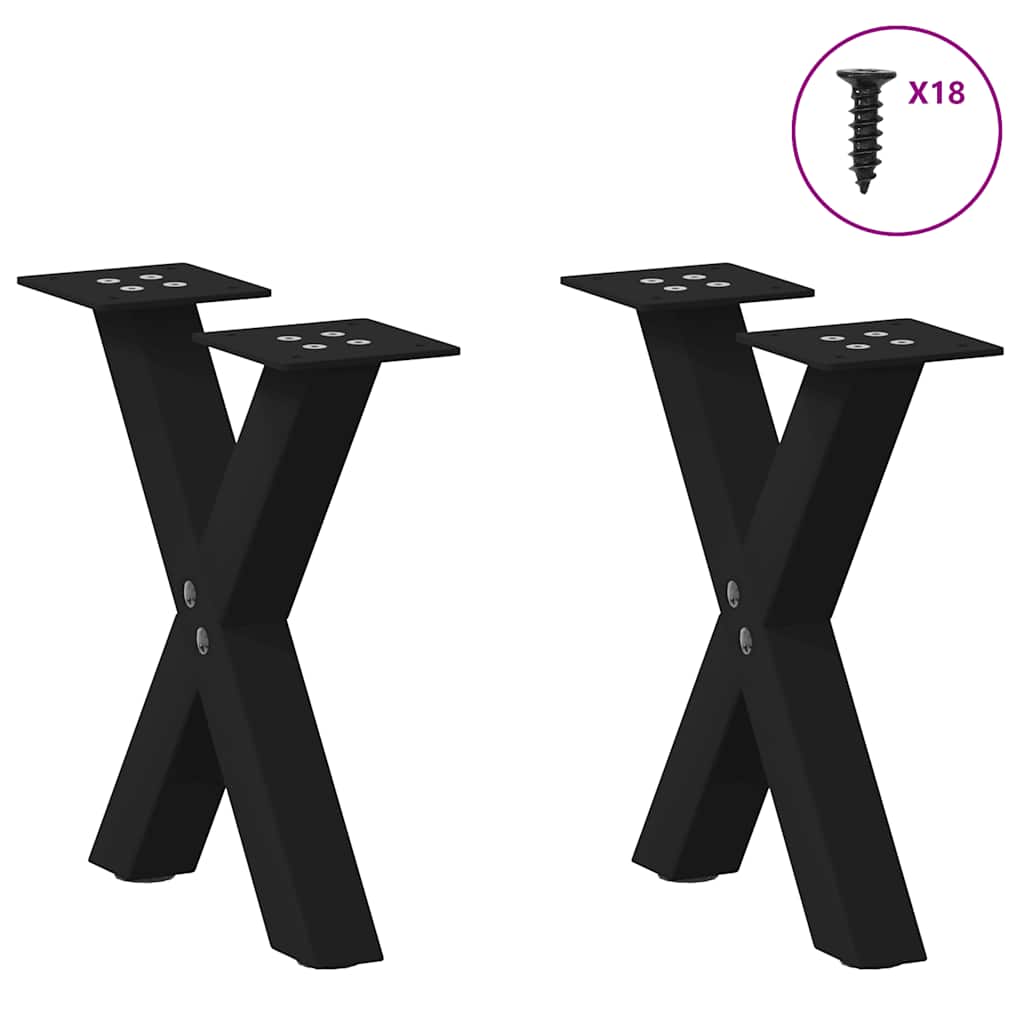 Salontafelpoten 2 st X-vormig 37x(30-31) cm staal zwart is nu te koop bij PeponiXL, paradijselijk wonen!