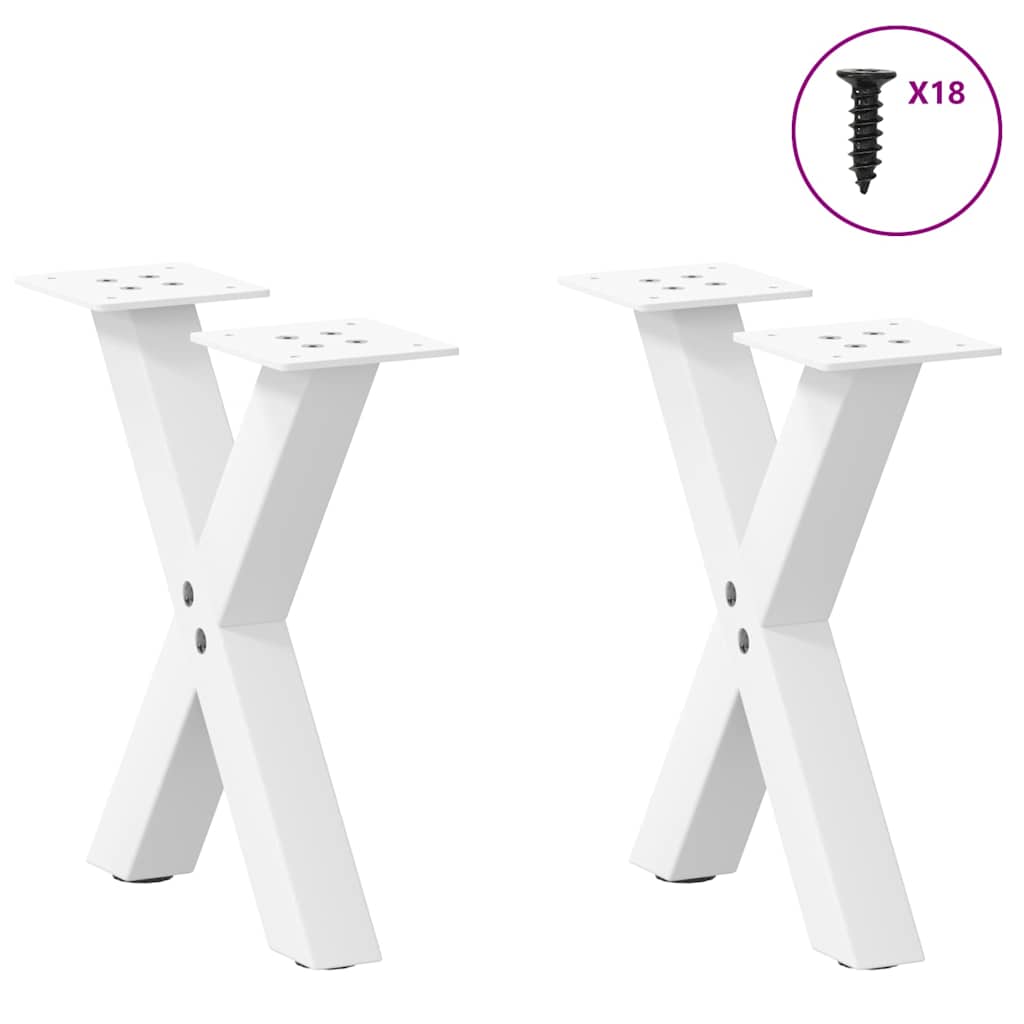 Salontafelpoten 2 st X-vormig 37x(30-31) cm staal wit is nu te koop bij PeponiXL, paradijselijk wonen!