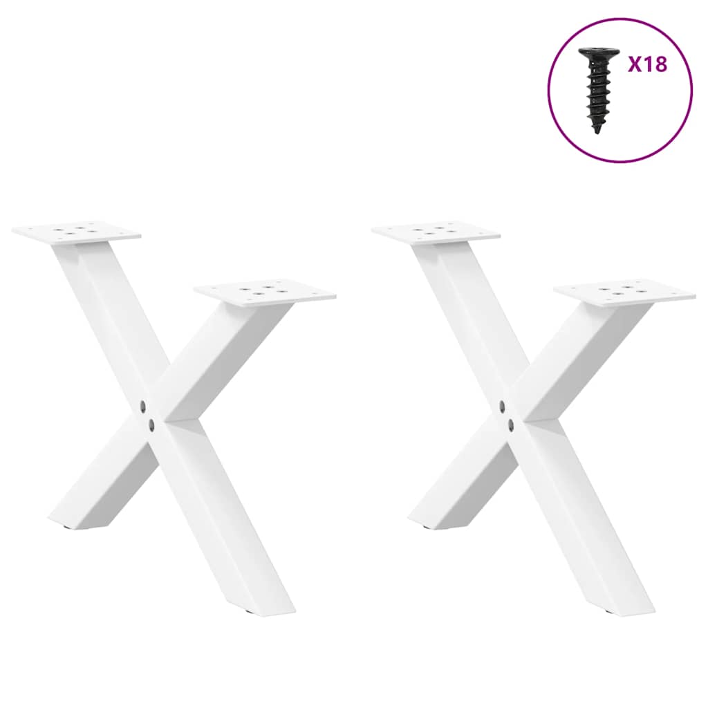 Salontafelpoten 2 st X-vormig 50x(30-31) cm staal wit is nu te koop bij PeponiXL, paradijselijk wonen!