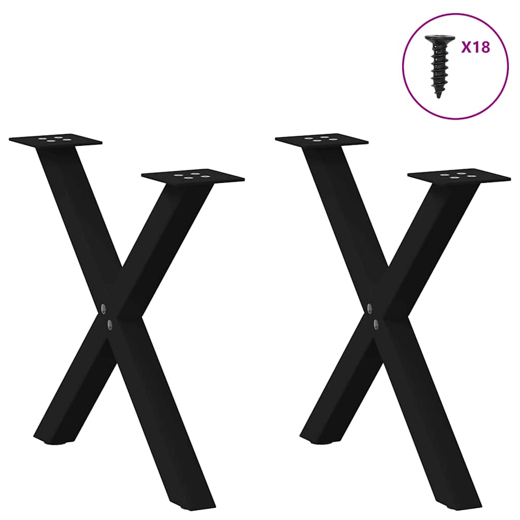 Salontafelpoten 2 st X-vormig 50x(42-43) cm staal zwart is nu te koop bij PeponiXL, paradijselijk wonen!