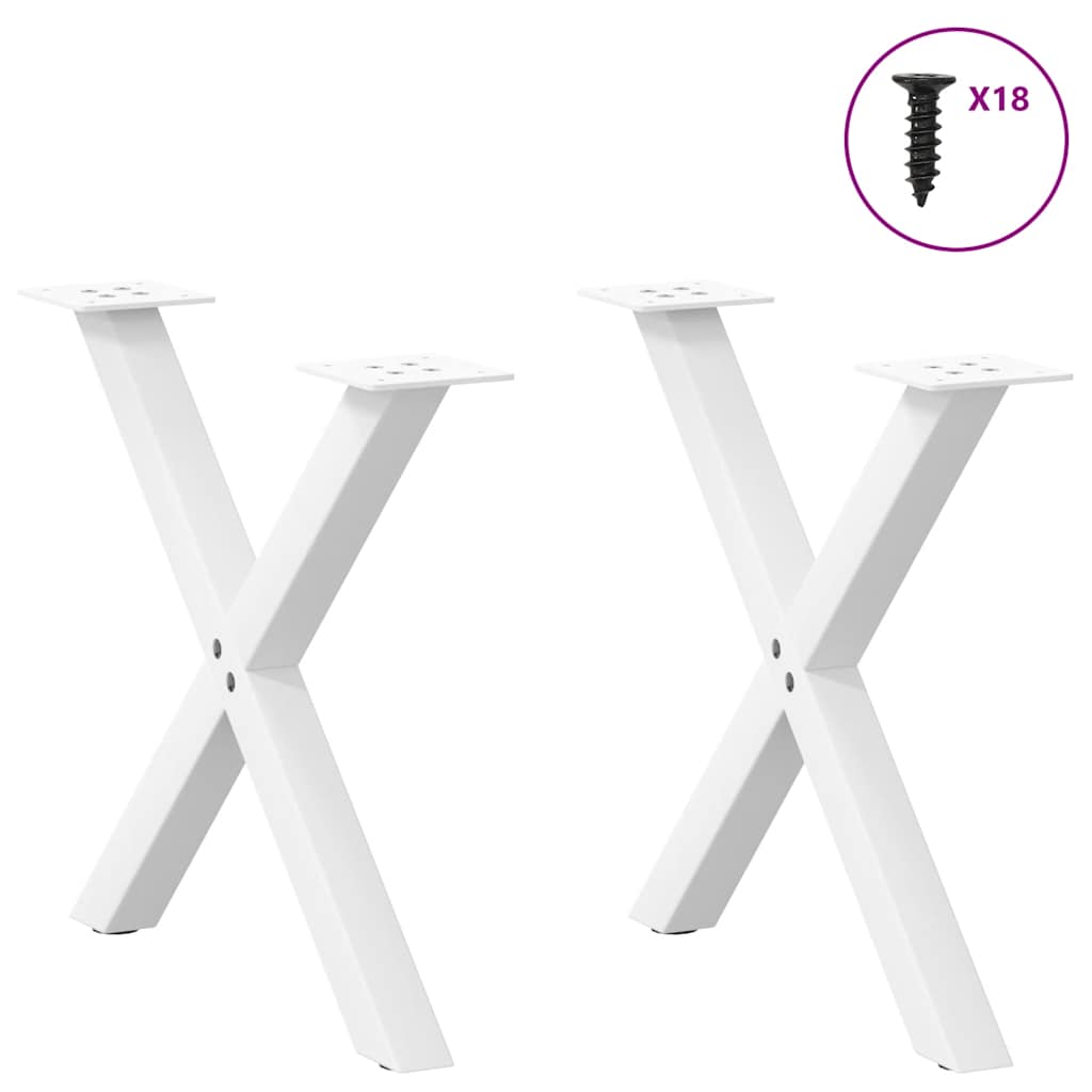 Salontafelpoten 2 st X-vormig 50x(42-43) cm staal wit is nu te koop bij PeponiXL, paradijselijk wonen!