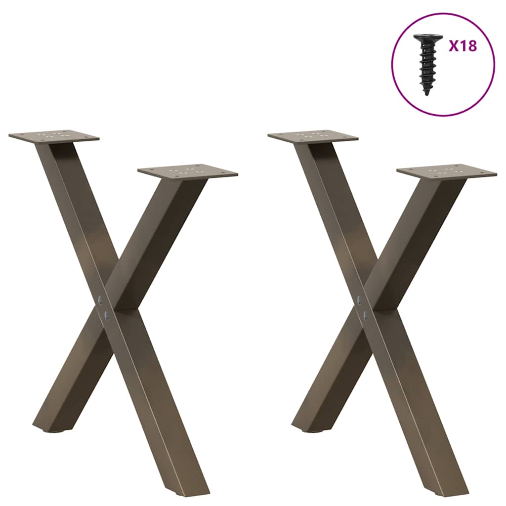 Salontafelpoten 2 st X-vormig 50x(42-43) cm staal naturel is nu te koop bij PeponiXL, paradijselijk wonen!