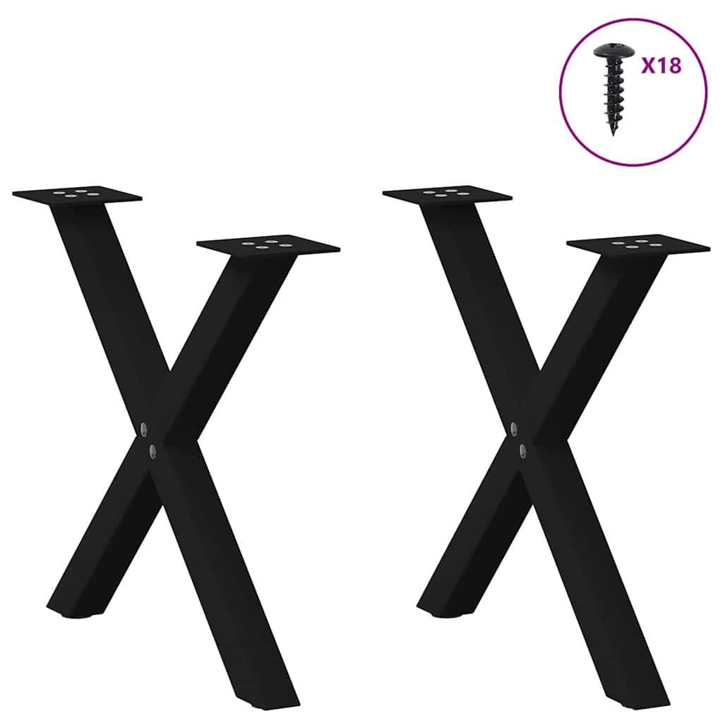 Salontafelpoten 2 st X-vormig 60x(42-43) cm staal zwart is nu te koop bij PeponiXL, paradijselijk wonen!