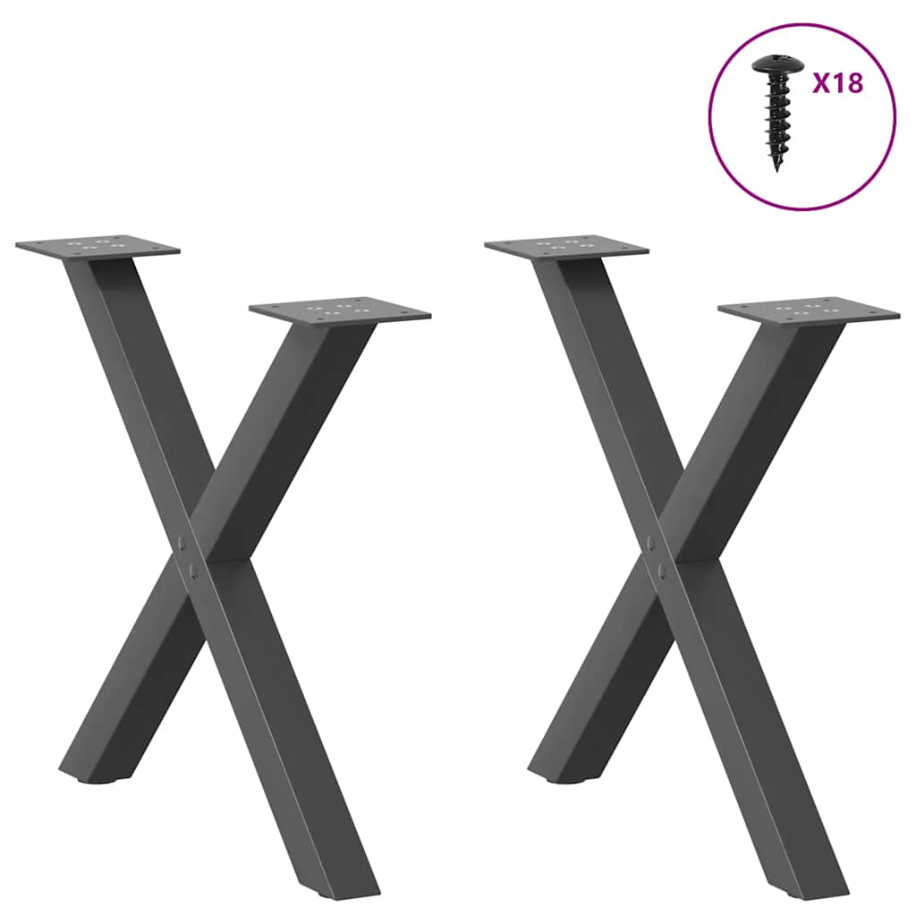 Salontafelpoten 2 st X-vormig 60x(42-43) cm staal antraciet is nu te koop bij PeponiXL, paradijselijk wonen!