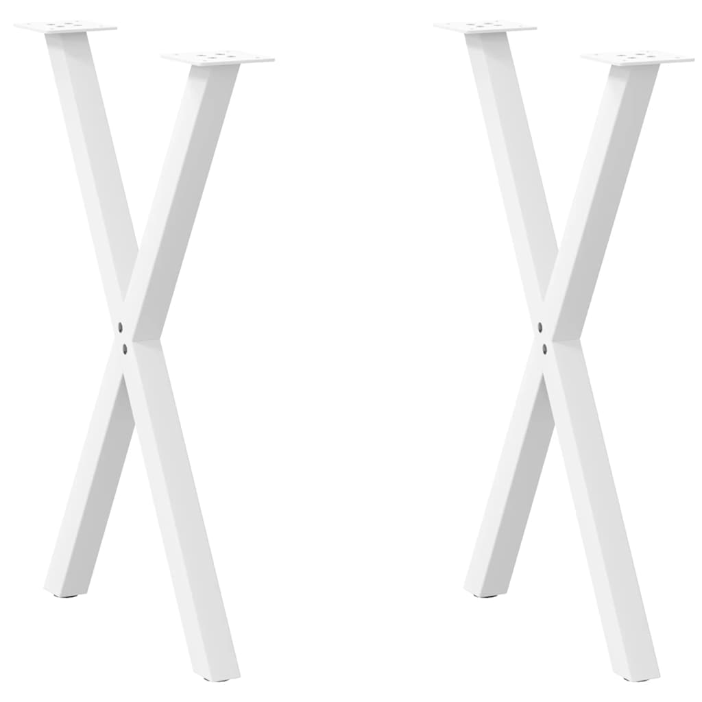 Eettafelpoten 2 st X-vormig 50x(72-73) cm staal wit is nu te koop bij PeponiXL, paradijselijk wonen!