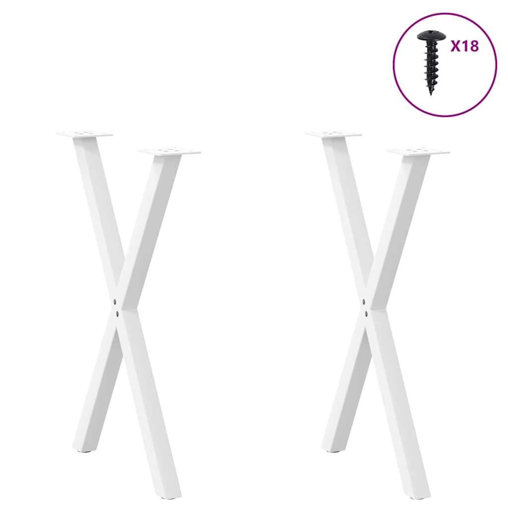 Eettafelpoten 2 st X-vormig 57x(72-73) cm staal wit is nu te koop bij PeponiXL, paradijselijk wonen!