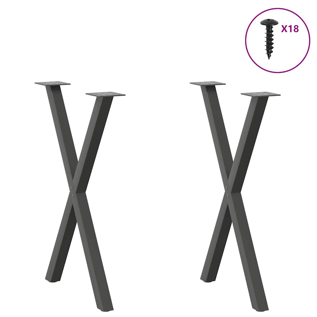 Eettafelpoten 2 st X-vormig 57x(72-73) cm staal antraciet is nu te koop bij PeponiXL, paradijselijk wonen!