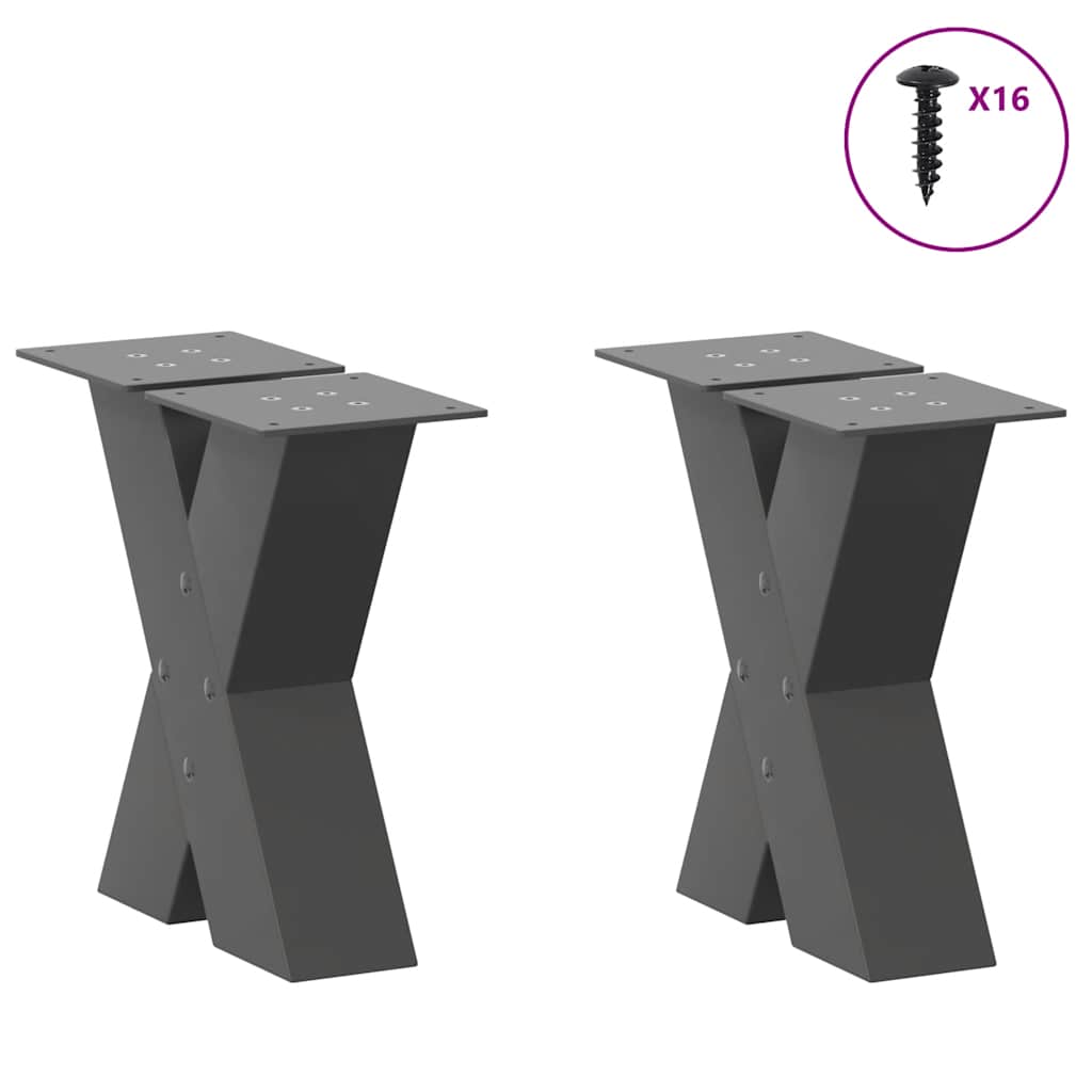 Salontafelpoten 2 st X-vormig 30x(30-31) cm staal antraciet is nu te koop bij PeponiXL, paradijselijk wonen!