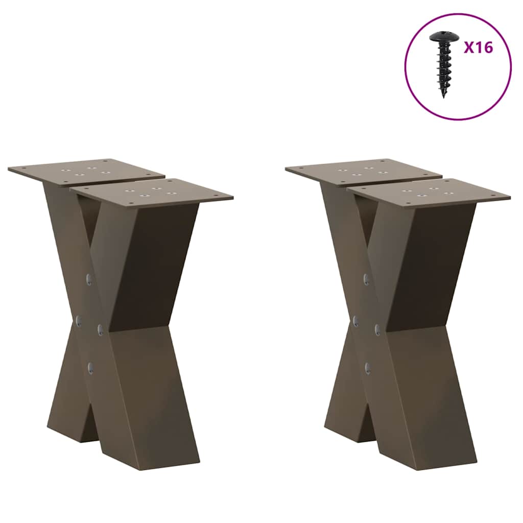 Salontafelpoten 2 st X-vormig 40x(30-31) cm staal naturel is nu te koop bij PeponiXL, paradijselijk wonen!
