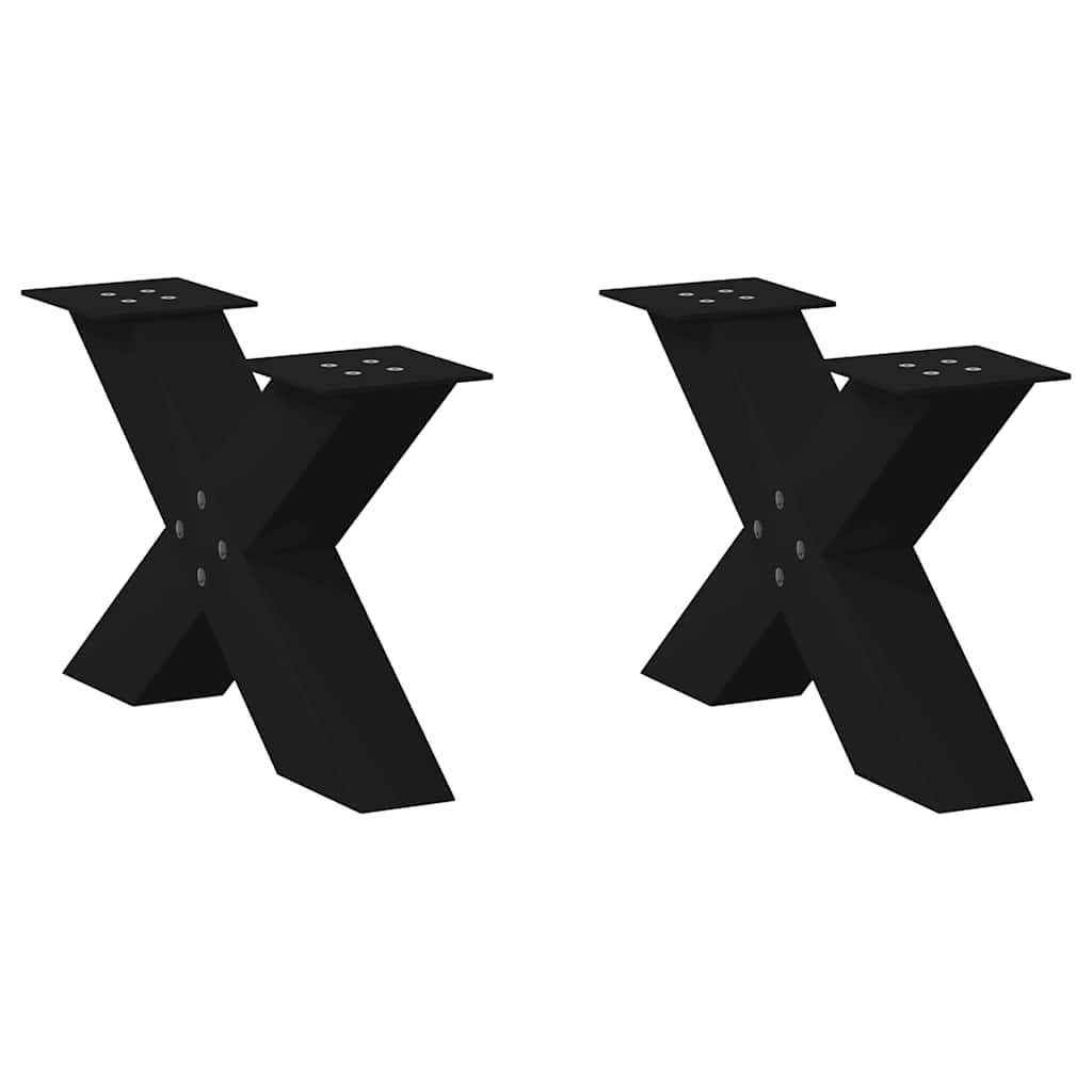 Salontafelpoten 2 st X-vormig 50x(30-31) cm staal zwart is nu te koop bij PeponiXL, paradijselijk wonen!