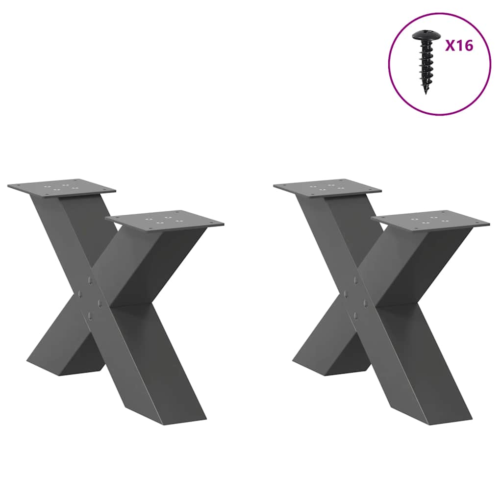 Salontafelpoten 2 st X-vormig 50x(30-31) cm staal antraciet is nu te koop bij PeponiXL, paradijselijk wonen!