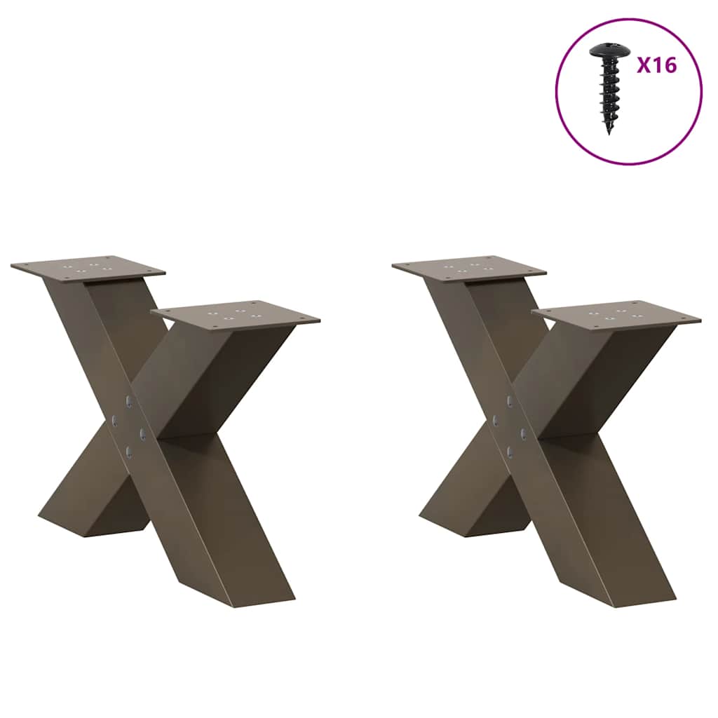Salontafelpoten 2 st X-vormig 50x(30-31) cm staal naturel is nu te koop bij PeponiXL, paradijselijk wonen!