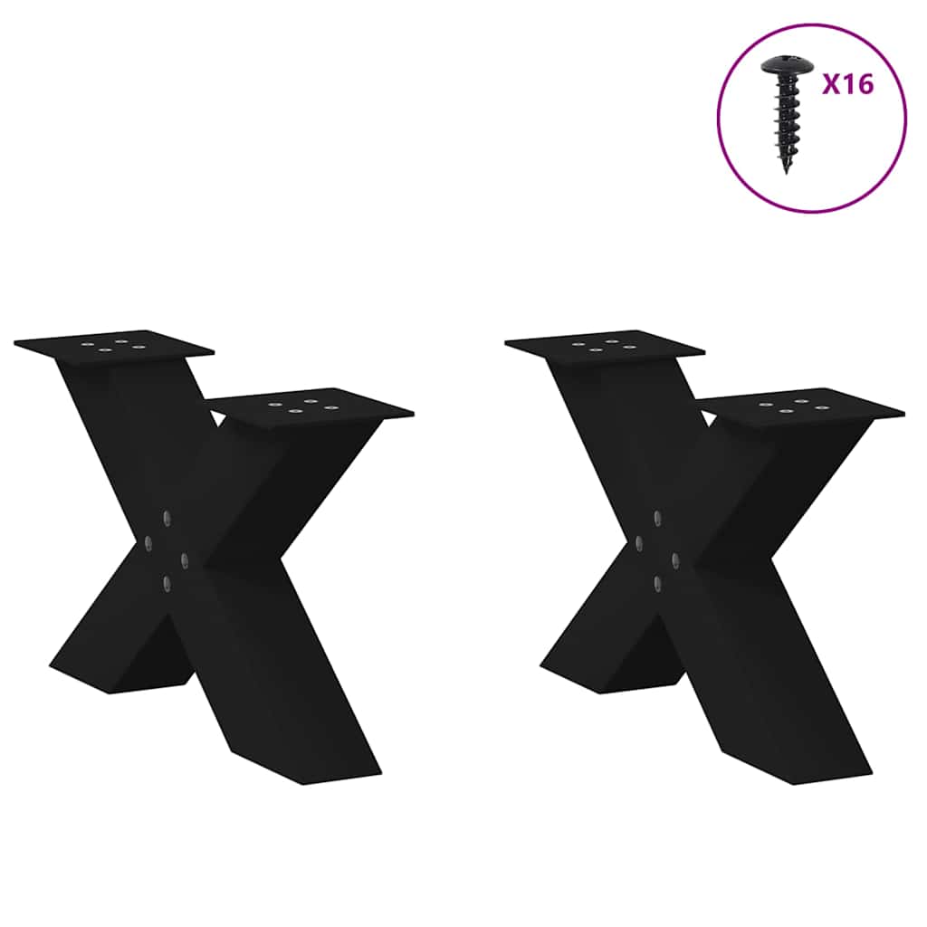 Salontafelpoten 2 st X-vormig 60x(30-31) cm staal zwart is nu te koop bij PeponiXL, paradijselijk wonen!
