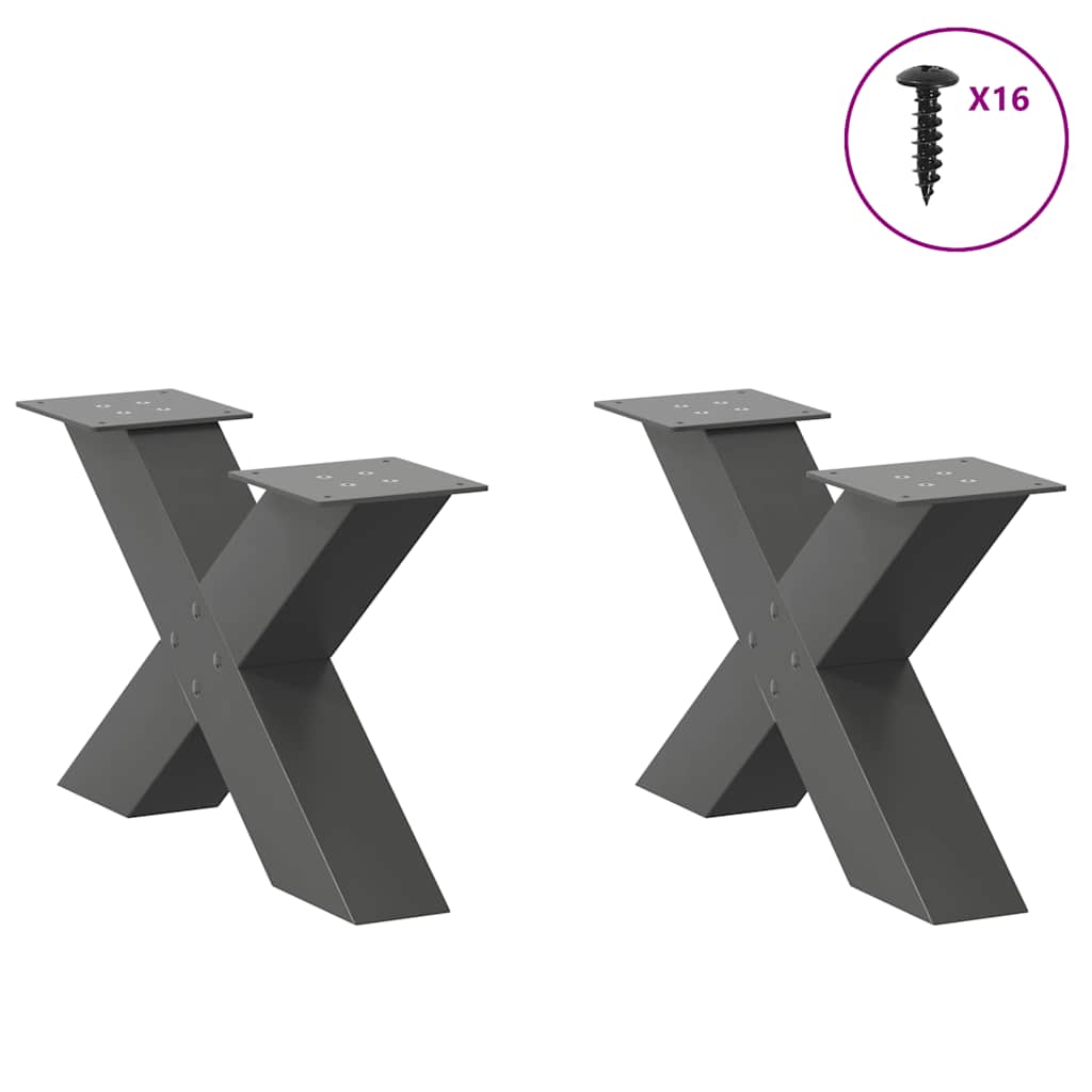 Salontafelpoten 2 st X-vormig 60x(30-31) cm staal antraciet is nu te koop bij PeponiXL, paradijselijk wonen!