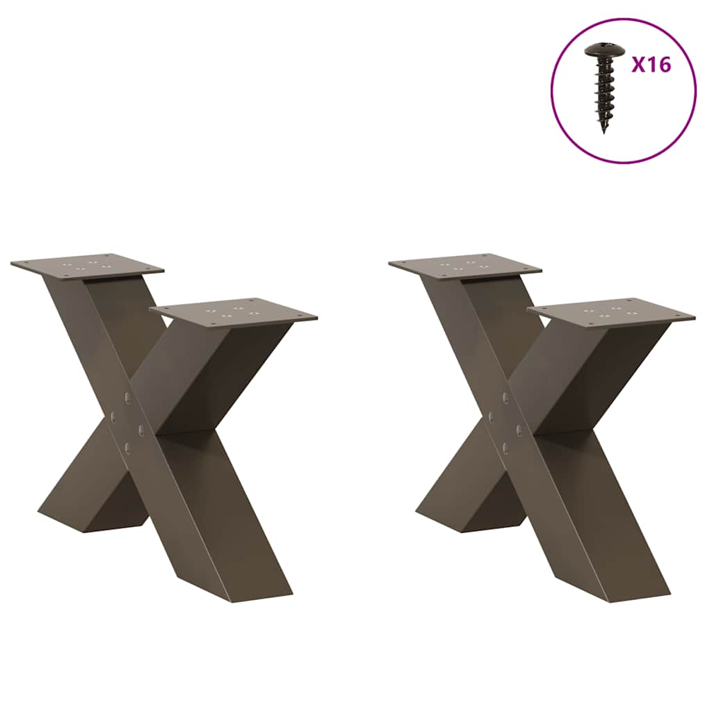 Salontafelpoten 2 st X-vormig 60x(30-31) cm staal naturel is nu te koop bij PeponiXL, paradijselijk wonen!