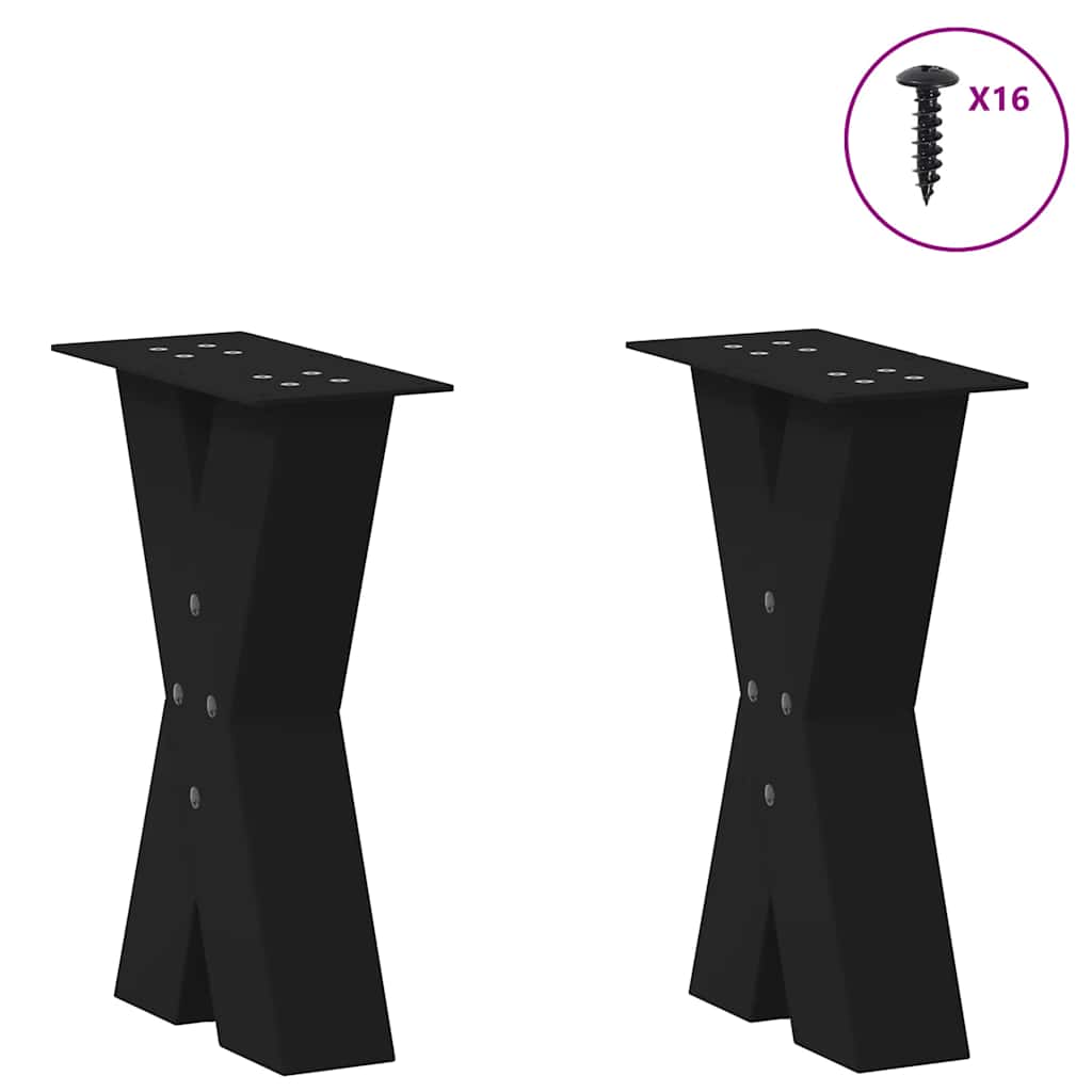 Salontafelpoten 2 st X-vormig 28x(42-43) cm staal zwart is nu te koop bij PeponiXL, paradijselijk wonen!