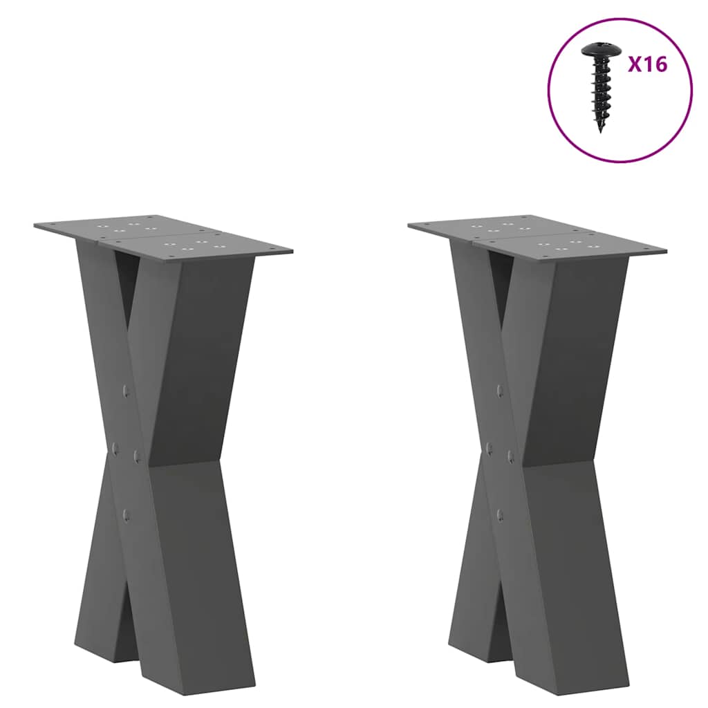 Salontafelpoten 2 st X-vormig 28x(42-43) cm staal antraciet is nu te koop bij PeponiXL, paradijselijk wonen!