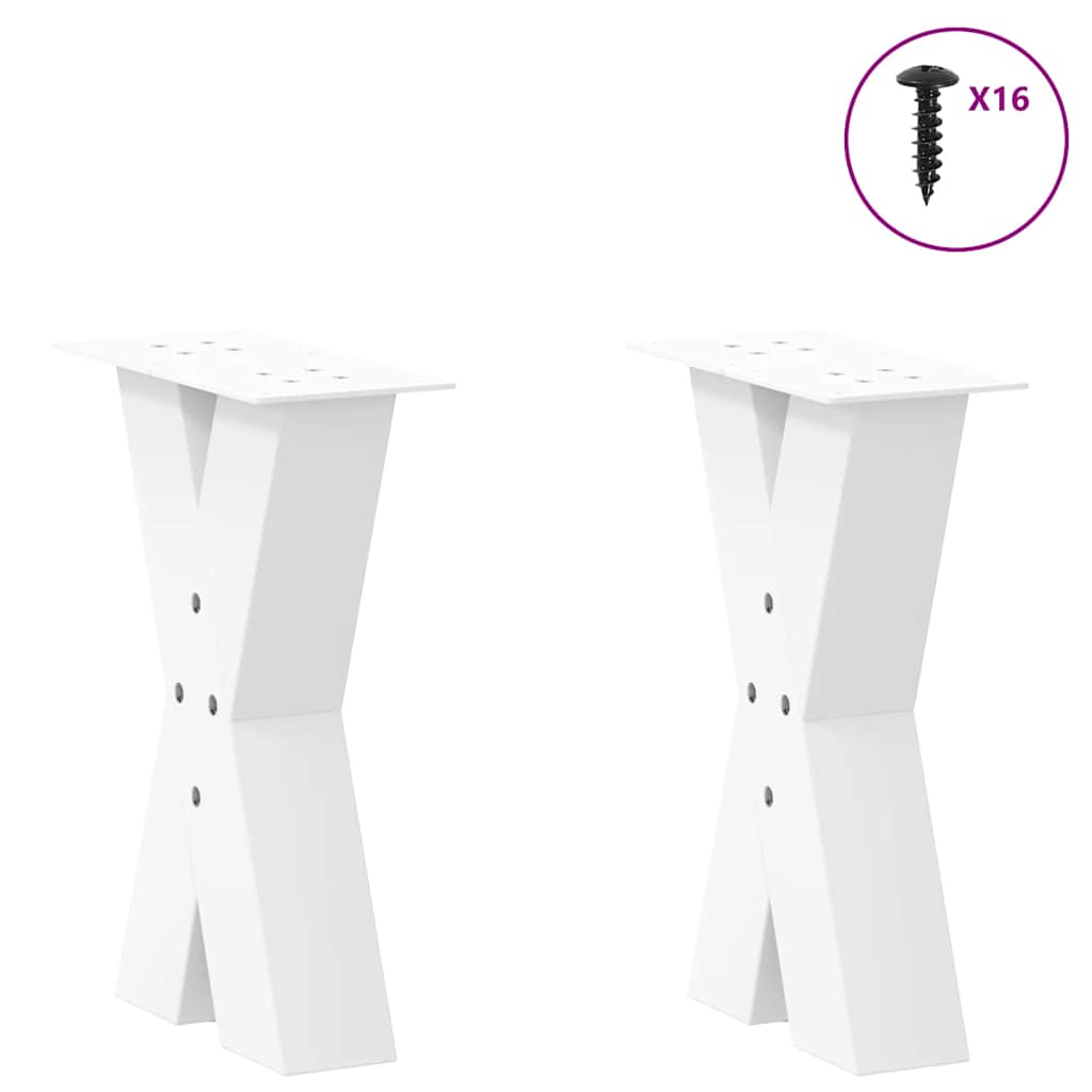 Salontafelpoten 2 st X-vormig 38x(42-43) cm staal wit is nu te koop bij PeponiXL, paradijselijk wonen!